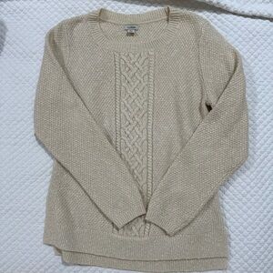 LLBean Cable Knit Beige Sweater